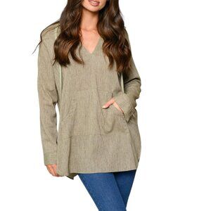 Women`s Long Sleeve Hooded Top, Olive, Small, Medium, Large